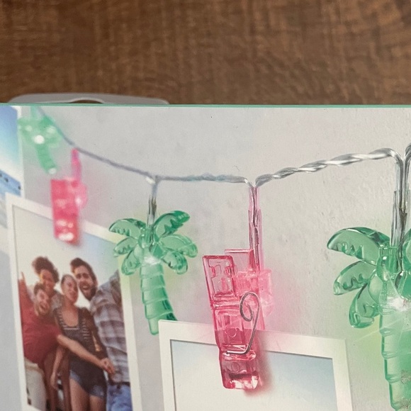 NWT sets of LED palm tree string light sets 2 total green pink indoor outdoor - Picture 3 of 8